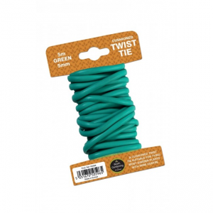 5m Twist Tie Cushioned 5mm with wire centre Green