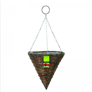 35cm (14") Sisal Rope & Fern Hanging Cone