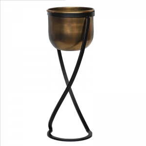 Kensington Brass Metal Planter & Stand 20cm