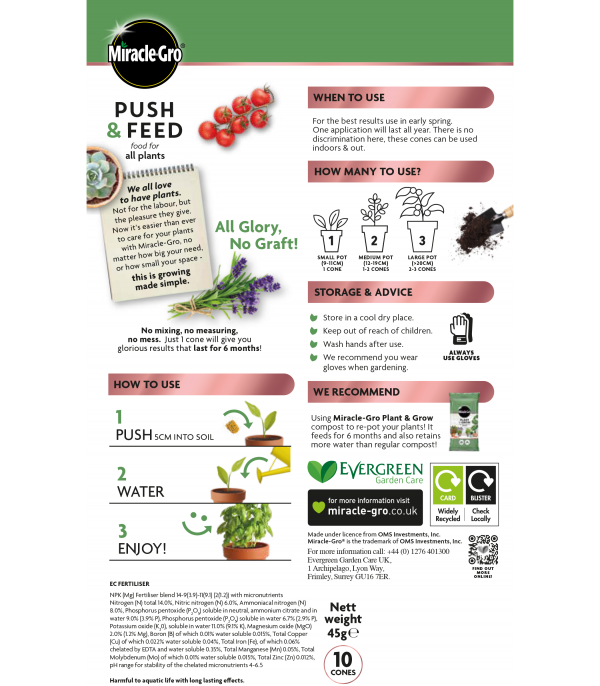 Miracle Gro®Push & Feed 10 Cones