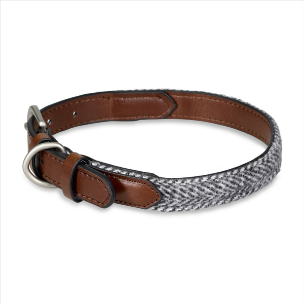 Herringbone Leather Collar Medium