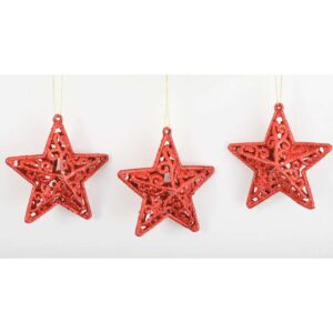 Red Sparkle Star Hanger Set Of 3