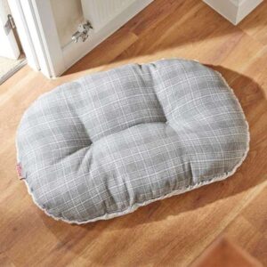 Grey Plaid Oval Cushion - S