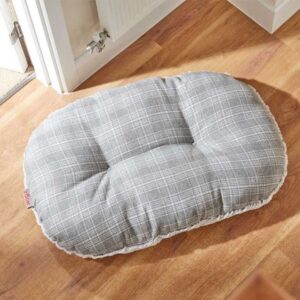 Grey Plaid Oval Cushion - XL