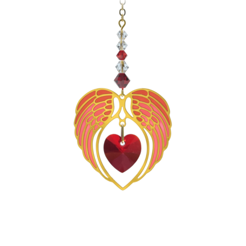 Gold Angel Wing Heart Garnet