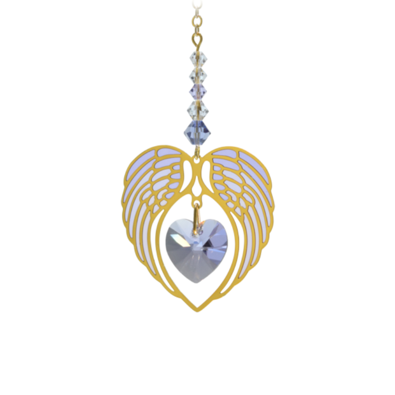 Gold Angel Wing Heart Light Amethyst