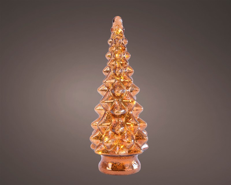 Glass LED Lit Tree - Amber
