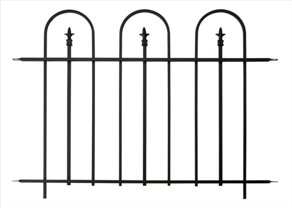 Triple Arch Finial Fence Section, Black. H92 x W121cm